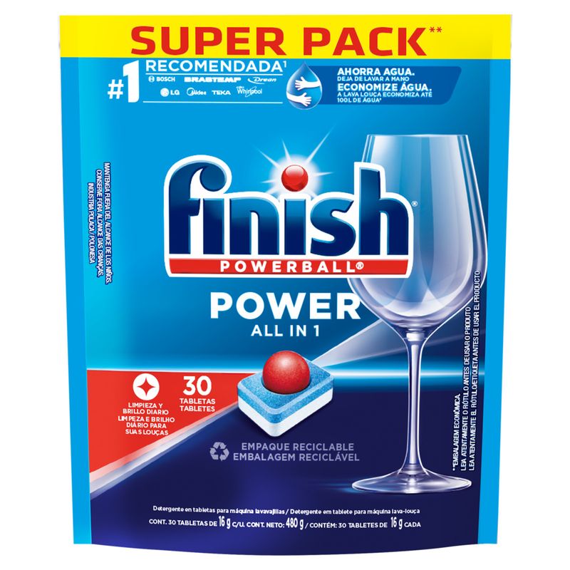 Detergente-Tablete-para-Maquina-de-Lavar-Loucas-Finish-Powerball-All-In-1-Max-Pouch-489g-30-Unidades
