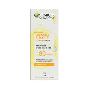 Hidratante Antioleosidade Efeito Matte Facial FPS 30 Garnier SkinActive Uniform & Matte Caixa 40g