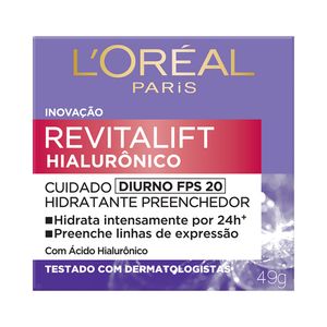 Hidratante Preenchedor com Ácido Hialurônico Diurno FPS 20 L´oréal Paris Revitalift Caixa 49g