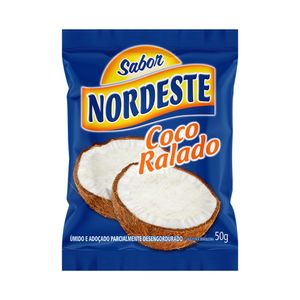 Coco Ralado Úmido Adoçado Sabor Nordeste Pacote 50g