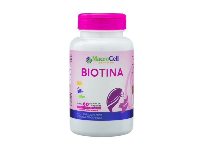 Suplemento-Alimentar-Biotina-Zero-Lactose-Zero-Acucar-MacroCell-Frasco-60-Capsulas-Softgel