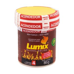 Acendedor Pastilha para Carvão e Lenha Lumix Pote 85g 4 Unidades