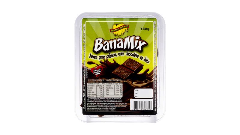 Banana-Passa Cobertura Chocolate ao Leite Schmitt Bandeja 180g