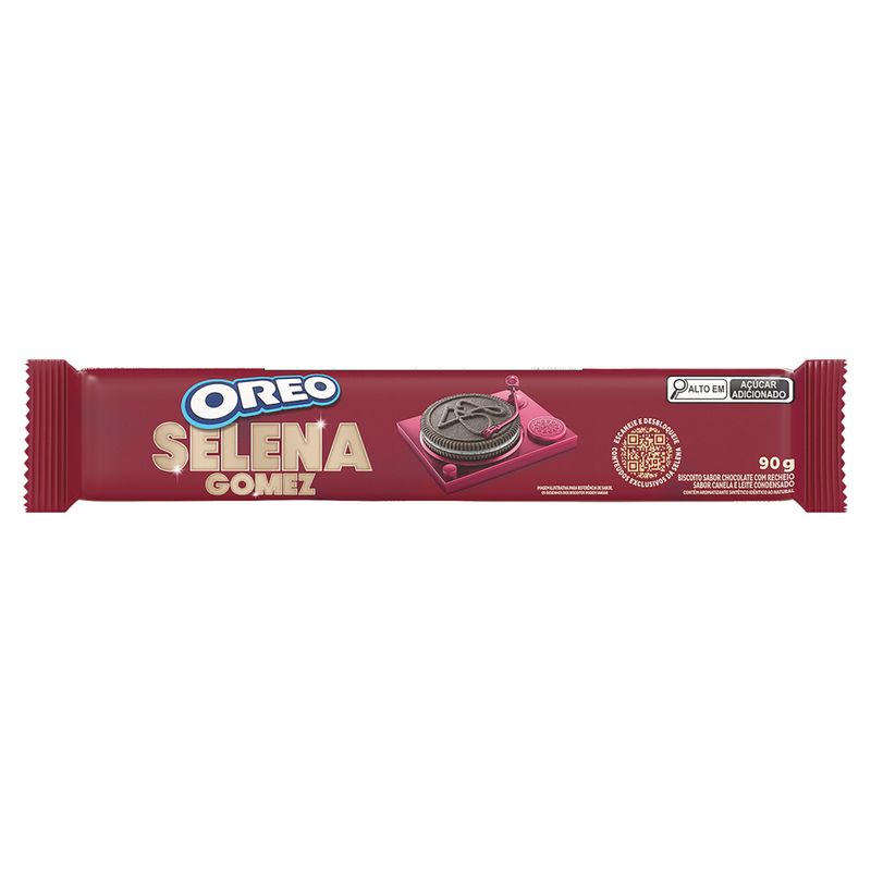 Biscoito-Chocolate-Recheio-Canela-e-Leite-Condensado-Selena-Gomez-Oreo-Pacote-90g
