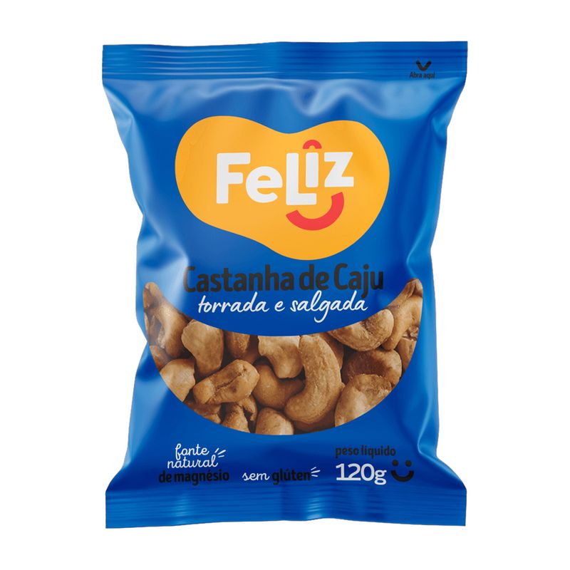 Castanha-de-Caju-Torrada-e-Salgada-Feliz-Pacote-120g