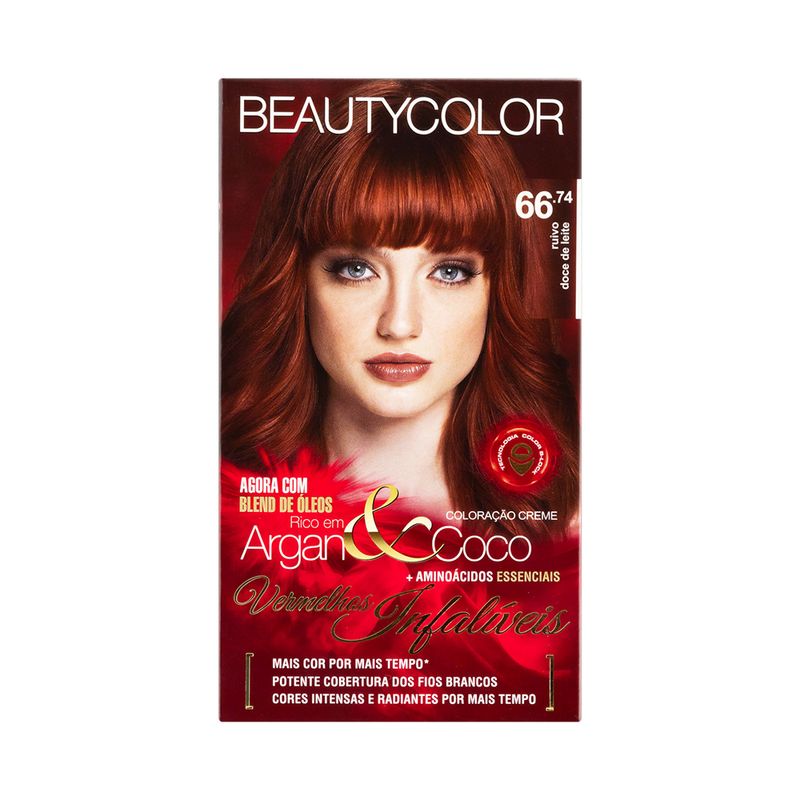 Kit Coloração Creme 66 74 Ruivo Doce de Leite Beautycolor Vermelhos Infalíveis