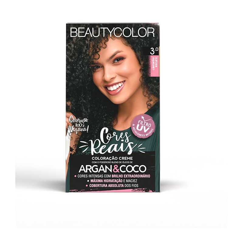 Kit Coloração Creme 3 0 Castanho Escuro Beautycolor