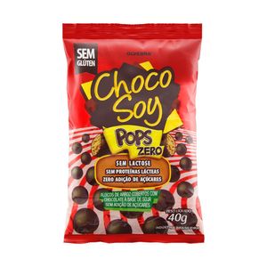 Flocos de Arroz Cobertura Chocolate à Base de Soja Zero Lactose Choco Soy Pops Zero Pacote 40g