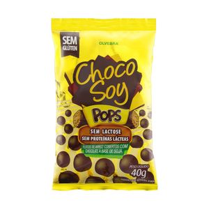 Flocos de Arroz Cobertura Chocolate à Base de Soja Zero Lactose Choco Soy Pops Pacote 40g