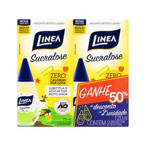 Pack Adoçante Líquido Sucralose Linea Caixa 150ml 2 Unidades Grátis 50% de Desconto na 2ª Unidade