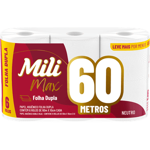 Papel Higienico Mili 60 Metros Folha Dupla Pacote com 6un