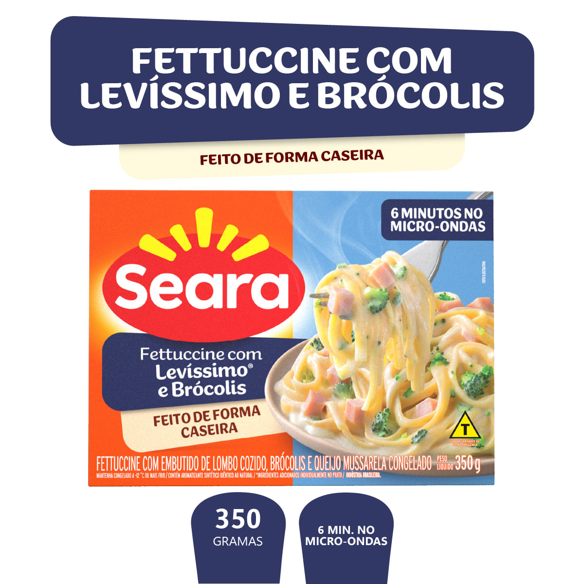 Fettuccine Com Peru e Brócolis Levissimo Seara Menu Gourmet Caixa