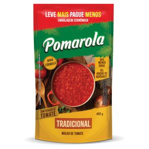 Molho de Tomate Tradicional Pomarola Sachê 460g Embalagem Econômica Leve Mais Pague Menos
