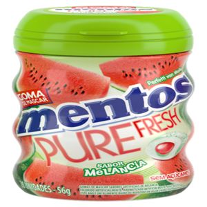 Goma de Mascar Melancia Zero Açúcar Mentos Pure Fresh Pote 56g 28 Unidades