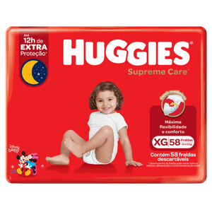 Fralda Descartável Infantil Huggies Supreme Care XG Pacote 58 Unidades