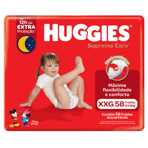 Fralda Descartável Infantil Huggies Supreme Care XXG Pacote 58 Unidades