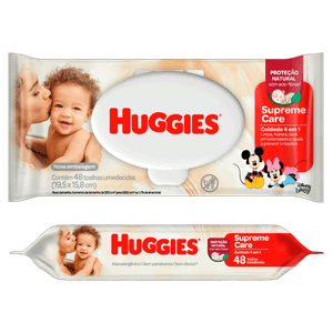 Toalha Umedecida Disney Baby Huggies Supreme Care Pacote 48 Unidades