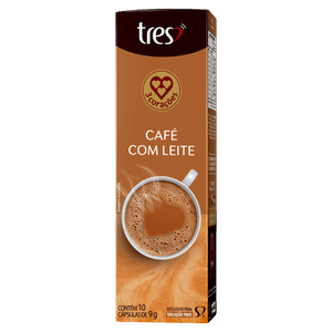 Café com Leite em Cápsula Tres Caixa 90g 10 Unidades