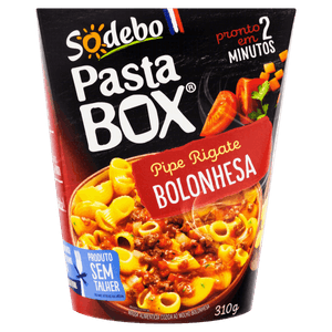 Pipe Rigate Bolonhesa Sodebo Pasta Box Caixa 310g