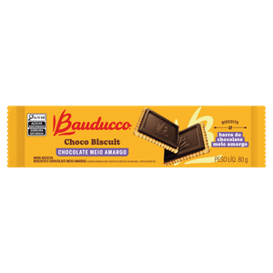 Biscoito Chocolate Meio Amargo Bauducco Choco Biscuit Pacote 80g