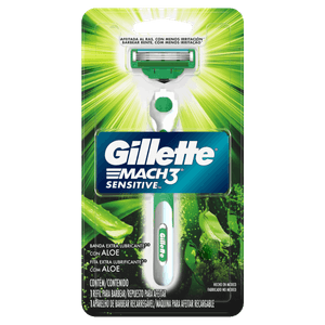 Kit Aparelho Recarregável + Carga para Barbear Gillette Mach3 Sensitive