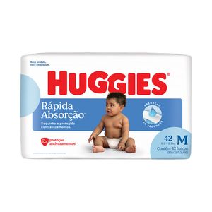 Fralda Descartável Infantil Huggies Tripla Proteção M Pacote 42 Unidades