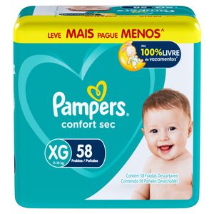 Fralda Descartável Infantil Pampers Confort Sec XG Pacote 60 Unidades