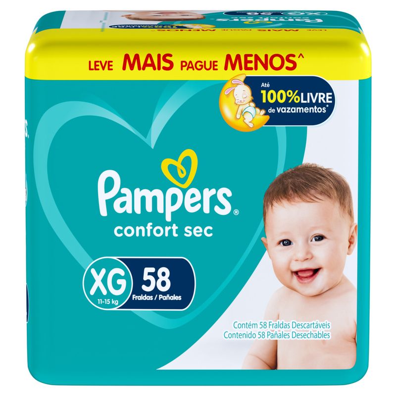 Fralda-Descartavel-Infantil-Pampers-Confort-Sec-XG-Pacote-60-Unidades