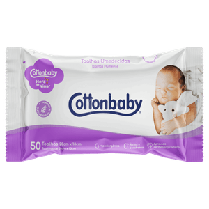 Toalha Umedecida Cottonbaby Premium Hora de Ninar Pacote 50 Unidades