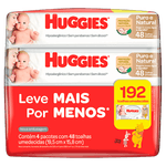 Pack Toalha Umedecida sem Perfume Disney Baby Huggies Puro e Natural Pacote 4 Unidades Leve Mais Pague Menos