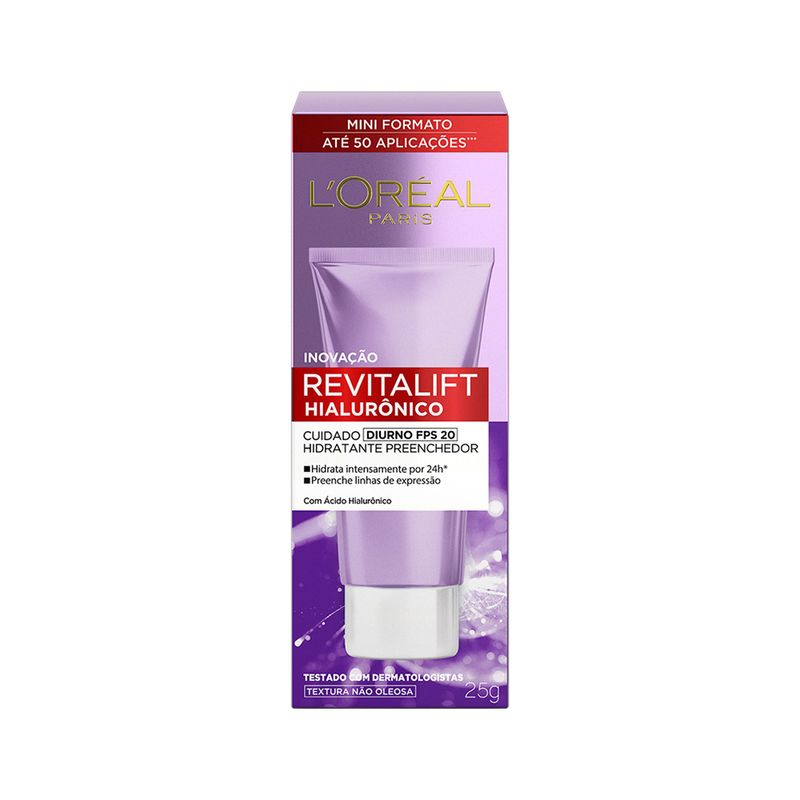 Hidratante Preenchedor com Ácido Hialurônico Diurno FPS 20 L´oréal Paris Revitalift Mini Caixa 25g