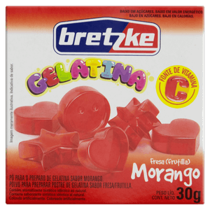 Gelatina Pó Morango Bretzke Caixa 30g