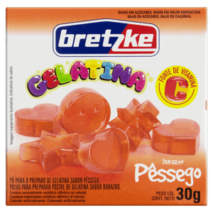 Gelatina Pó Pêssego Bretzke Caixa 30g