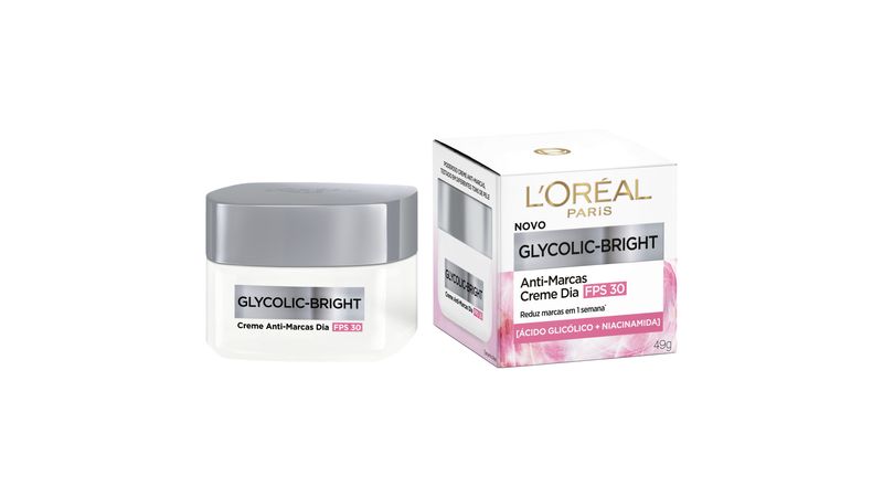 Creme Antimarcas Dia FPS 30 L'oréal Paris Glycolic-Bright Caixa