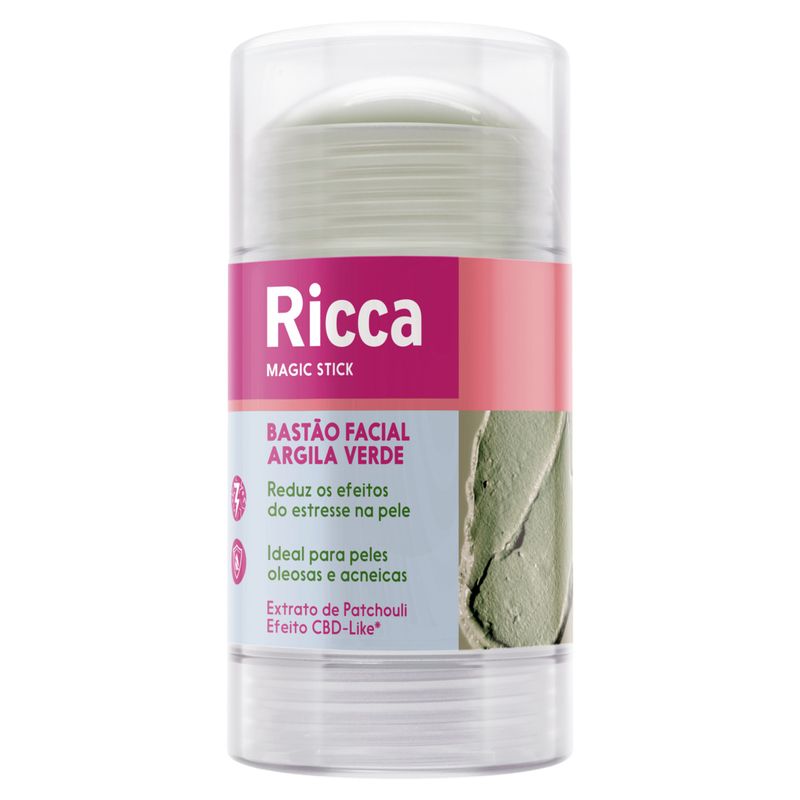 Argila-Verde-Bastao-Stick-Facial-Ricca-Magic-Frasco-78g