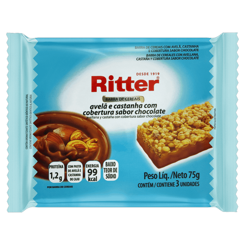 Pack-Barra-de-Cereal-Avela-e-Castanha-Cobertura-Chocolate-Ritter-Pacote-75g-3-Unidades
