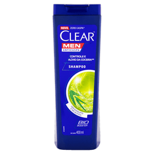 Shampoo Anticaspa Clear Men Controle e Alívio da Coceira Frasco 400ml