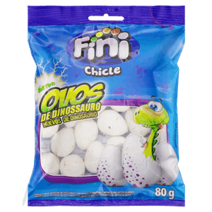 Chiclete Tutti Frutti com Morango Ovos de Dinossauro Fini Pacote 80g