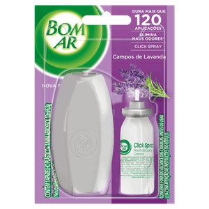 Aparelho e Neutralizador de Odores Campos de Lavanda Click Spray Bom Ar Blister 12ml