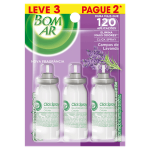 Neutralizador de Odores Campos de Lavanda Click Spray Bom Ar Blister 12ml Cada Refil Leve 3 Pague 2 Unidades