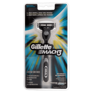 Aparelho Recarregável e Carga para Barbear Gillette Mach3