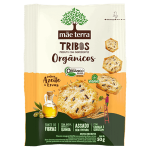 Biscoito Vegano Integral Orgânico Azeite & Ervas Mãe Terra Tribos Pacote 50g