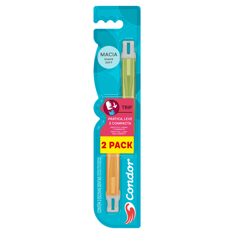 Escova Dental Macia Condor Trip Cabeça M Leve 2 Unidades Pague 1 Unidade