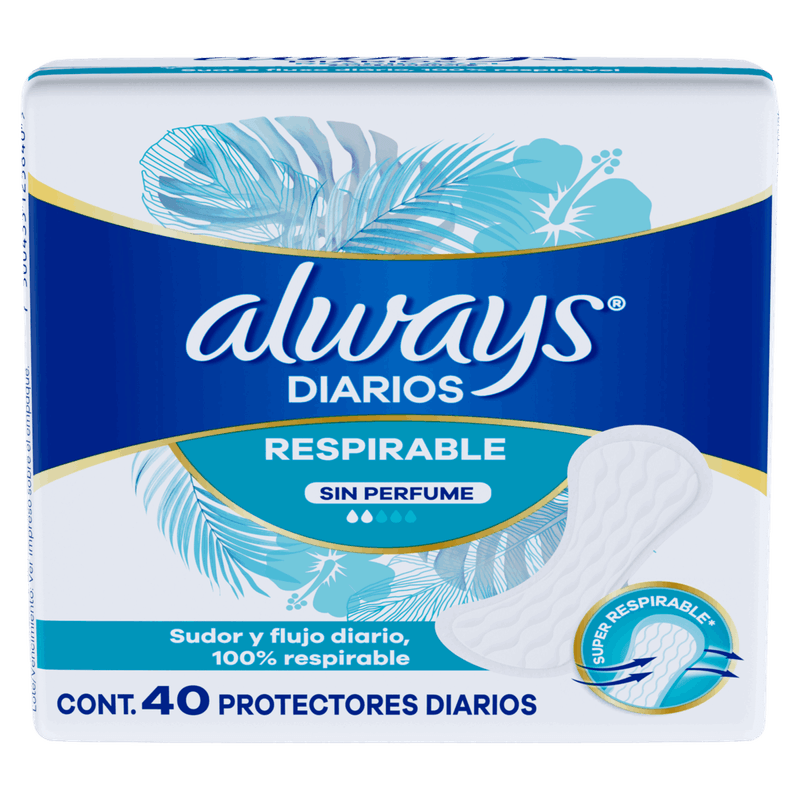 Protetor-Diario-sem-Abas-Respiravel-Always-Pacote-40-Unidades-Leve-Mais-Pague-Menos