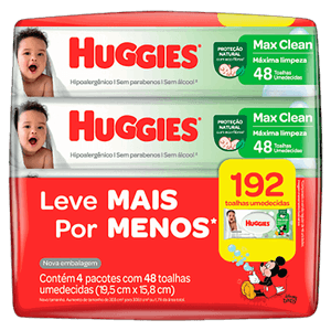Pack Toalha Umedecida Disney Baby Huggies Max Clean Pacote 4 Unidades Leve Mais Pague Menos