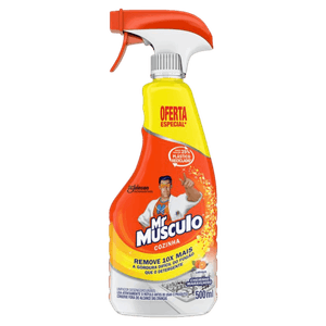 Limpador Desengordurante Cozinha Laranja Mr Músculo Frasco 500ml Borrifador Grátis 30% de Desconto