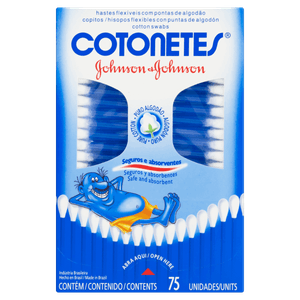 Hastes Flexíveis Johnson & Johnson Cotonetes Caixa 75 Unidades