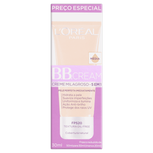 BB Cream Creme Milagroso Médio FPS 20 L´oréal Paris Caixa 30ml