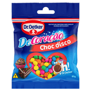 Confeito Choc Disco Chocolate Dr. Oetker DeCoração Pacote 80g