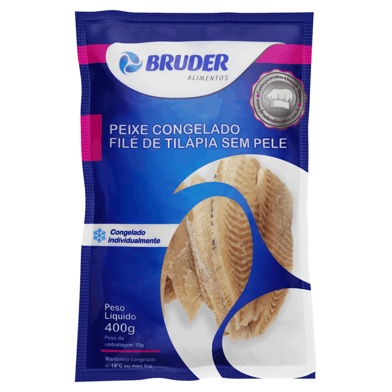 File-de-Tilapia-Congelado-sem-Pele-Bruder-Alimentos-Pacote-400g